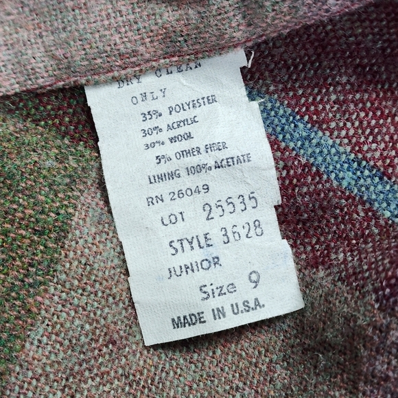 Vintage 60s plaid Wool Midi skirt - Picture 5 of 11